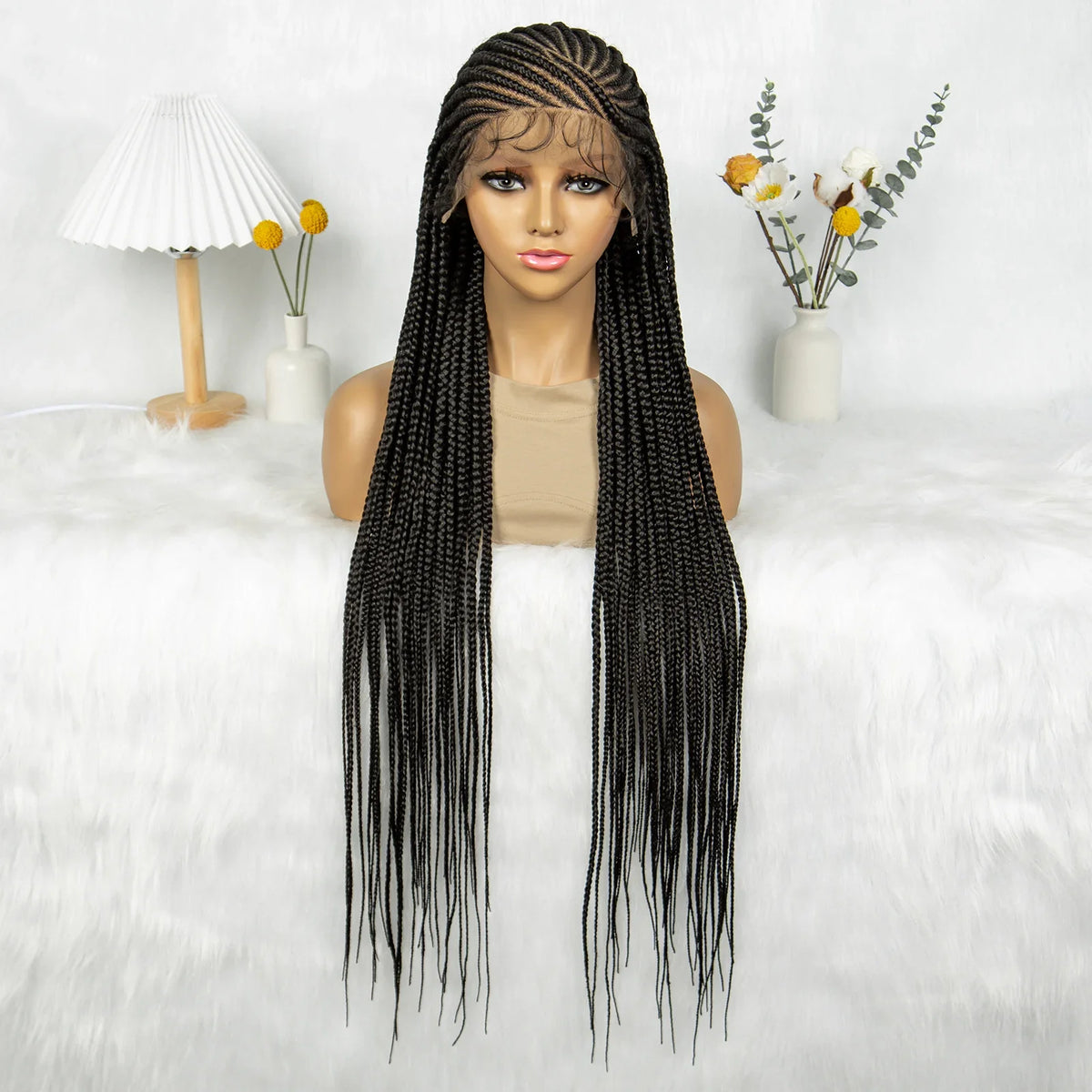 HD Transparent Full Lace Cornrow & Box Braids Wig