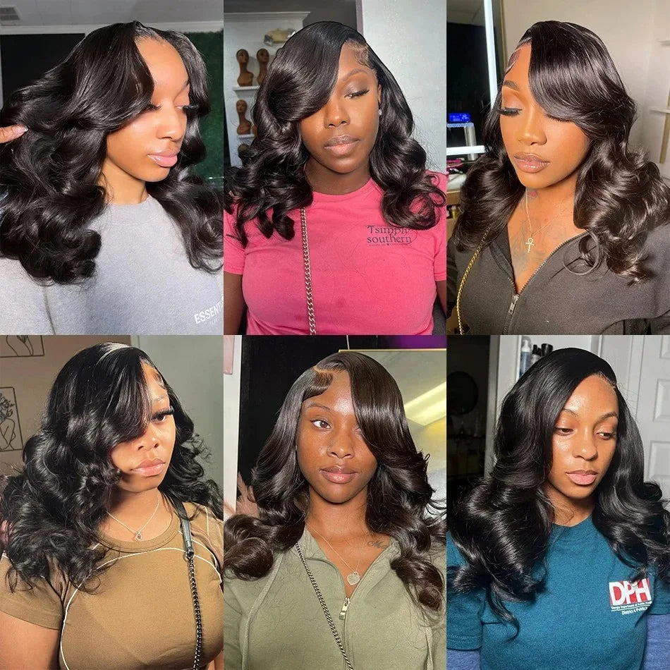Brazilian Body Wave Bob Wig | 13x6 HD Transparent Lace Front & 13x4 Lace Frontal Human Hair Wig (Pre-Plucked 14-16 Inch for Women)