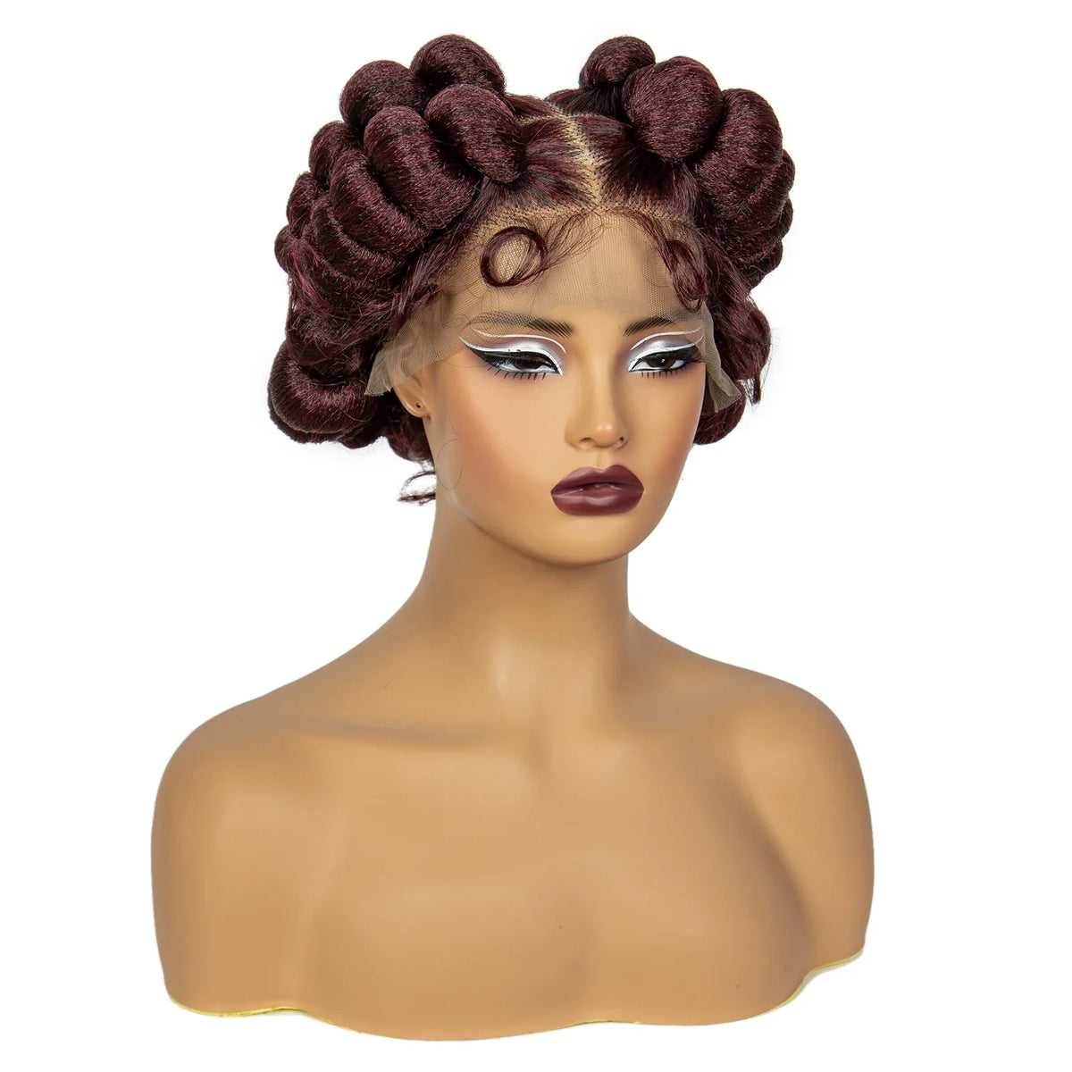 Ginger Orange Bantu Knotless Braids Wig | Full Lace | Short Bob | 350#