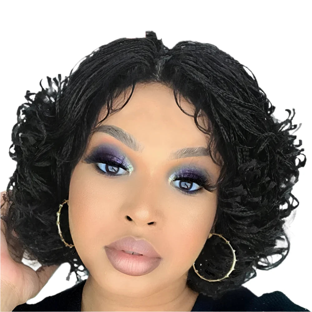 Short Braided Wig | Full Lace 3x Twist Braids | Transparent Lace | Baby Hair | Synthetic Hair