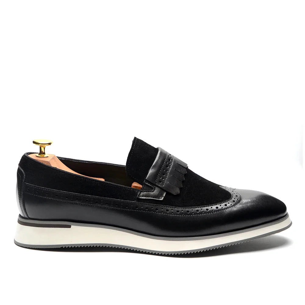 Many Colors Classy Men's Genuine Leather Tassel Loafers | Cow Suede Wingtip Brogue Casual Business Flats