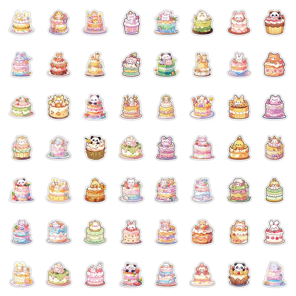 10/30/60pcs Cute Cake Animal Cartoon Aesthetic Stickers Decoration DIY Laptop Suitcase Notebook Stationery Sticker for Kids Toy