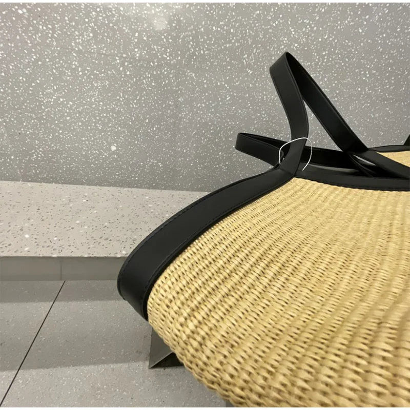 Y-shaped Design Shoulder Bag 2025 | Brand Seaside Beach Vacation Travel Hollow Straw Large Capacity Tote Bag (Casual Light Handbag)