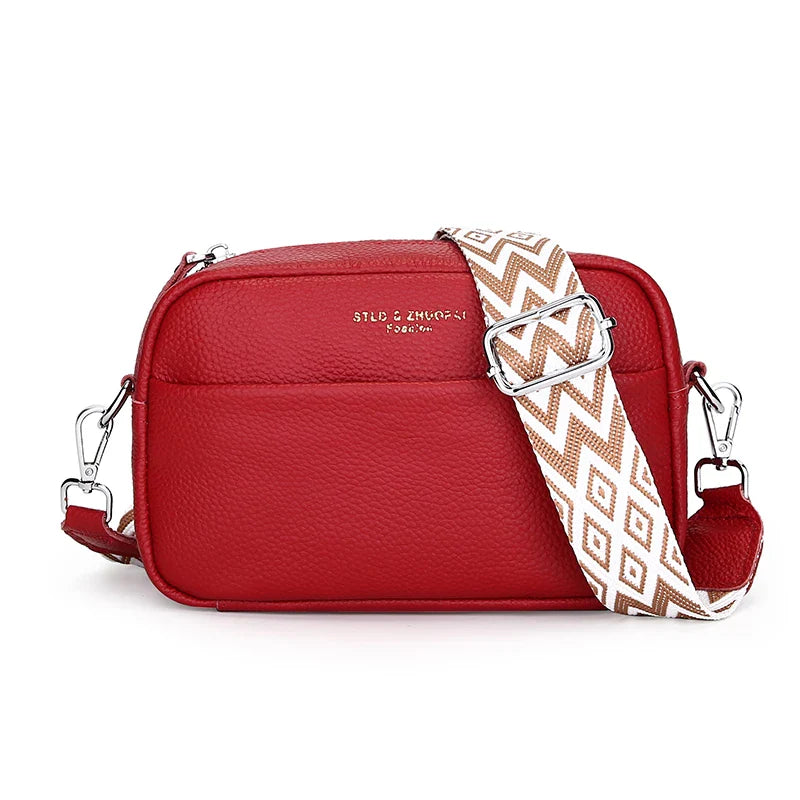 High Quality Genuine Leather Women's Crossbody & Shoulder Bag | Luxury Solid Color Cow Leather Handbag (Female Messenger Tote Sac)