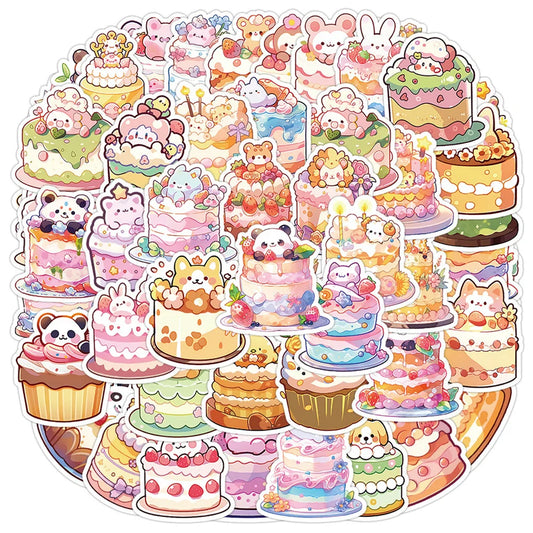 10/30/60pcs Cute Cake Animal Cartoon Aesthetic Stickers Decoration DIY Laptop Suitcase Notebook Stationery Sticker for Kids Toy