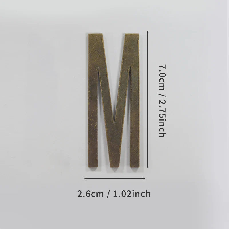 Bronze Self Adhesive House Number Metal English Alphabet Letters for Apartment Room Door Plate Table Mailbox Number Stickers 7cm