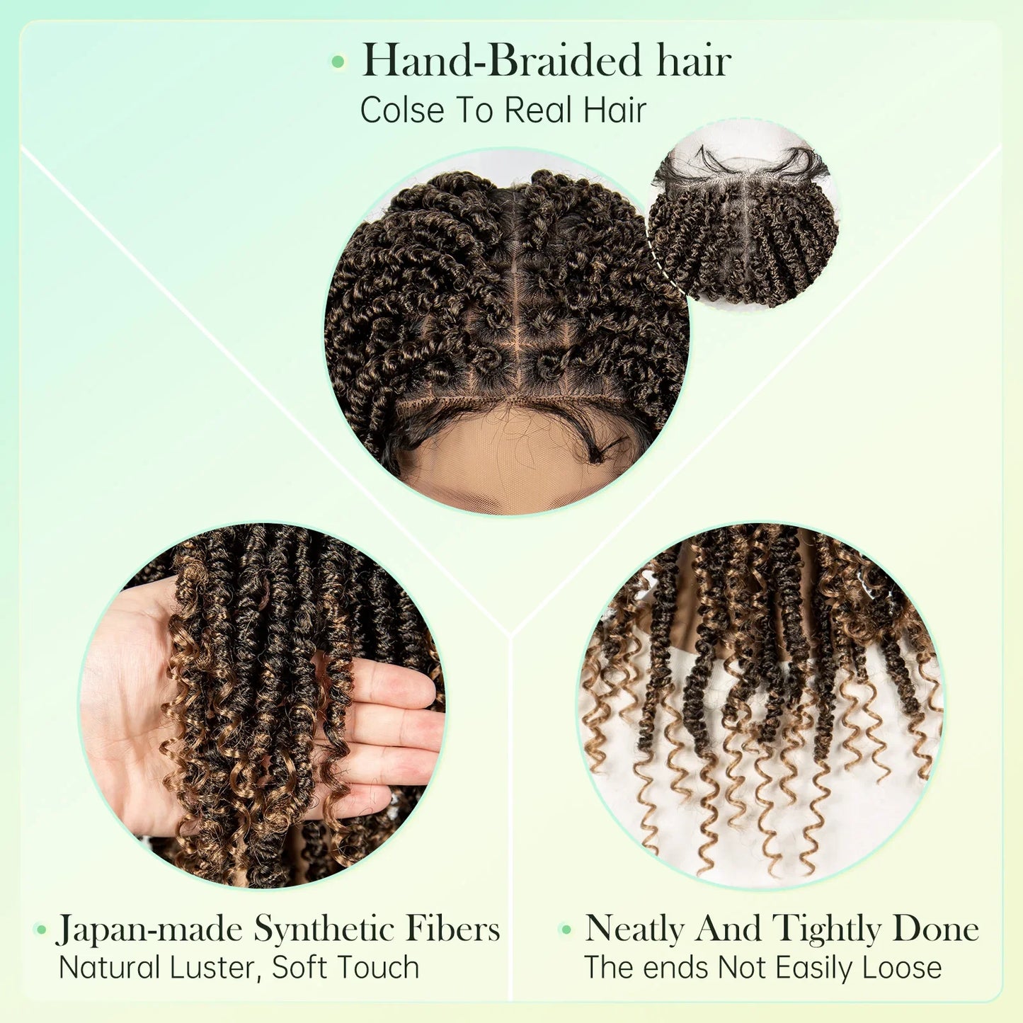 Short Length Box Braided Wig Full Lace Braided Wig Curly Hair With Baby Hair Braiding Wig Twisted Dreadlocks Wig For Women