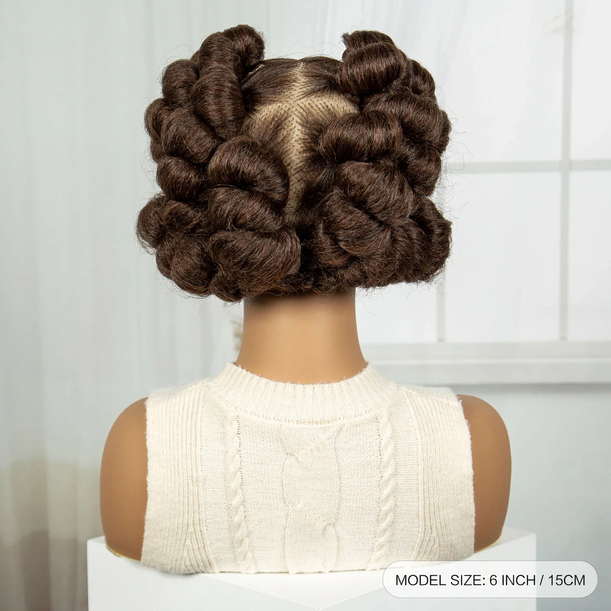 6" Short Bantu Knotless Braids Wig | 1B/30 Ombre | Full Lace