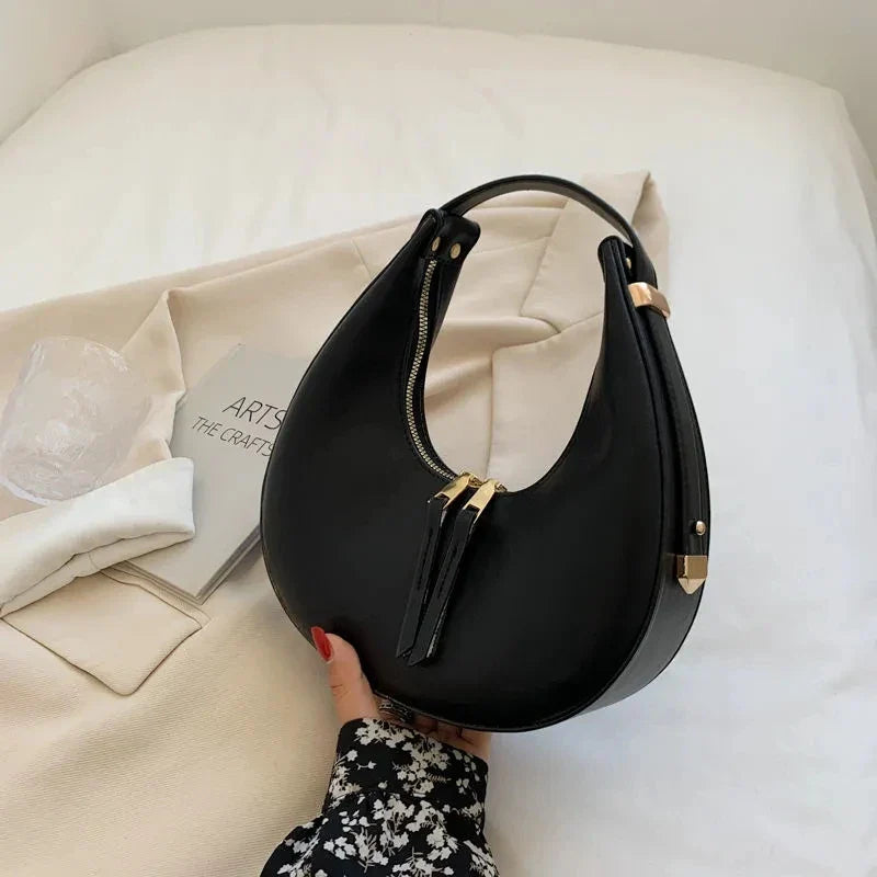 Luxury Half-Moon Underarm Bag for Women | PU Leather Shoulder & Crossbody Bag (Autumn Winter Fashion Armpit Handbag & Purse)