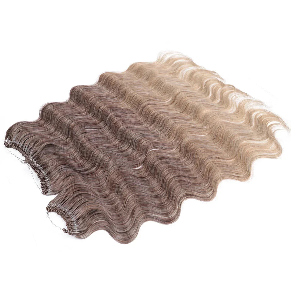 Fashion Idol Body Wave Crochet Hair - 22 Inch Soft Long Synthetic Goddess Braids - Natural Wavy Ombre 613 Blonde Hair Extensions