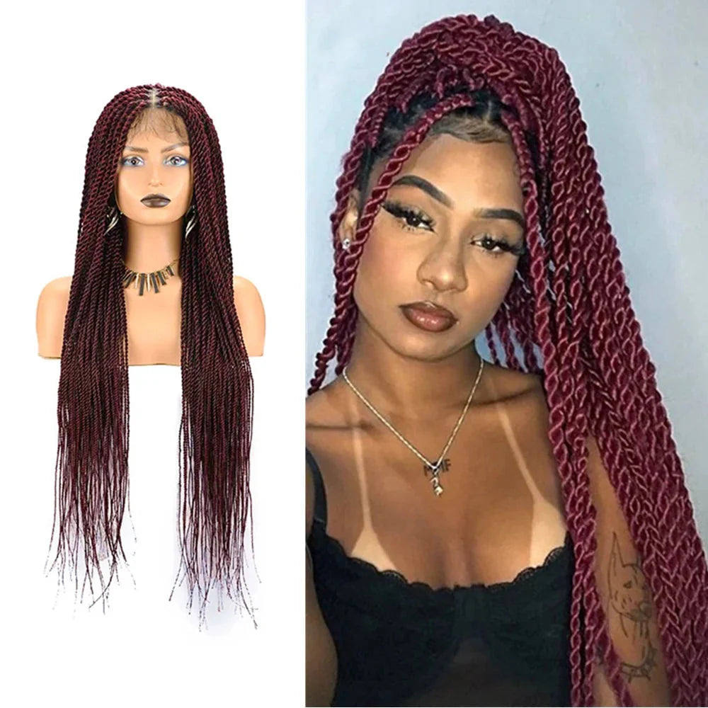 Goddess Faux Locs & Twist Braided Lace Front Wig | Box Braids | Full Lace Frontal | Synthetic Wig