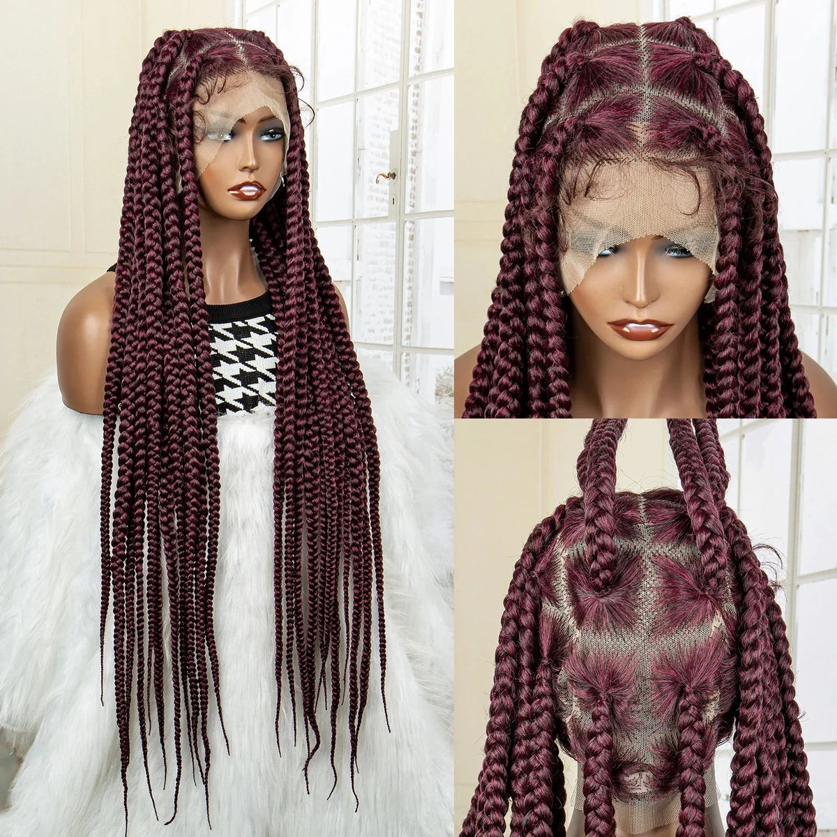 Jumbo Cornrow & Knotless Box Braids Wig | Full Lace | Baby Hair | Black Women