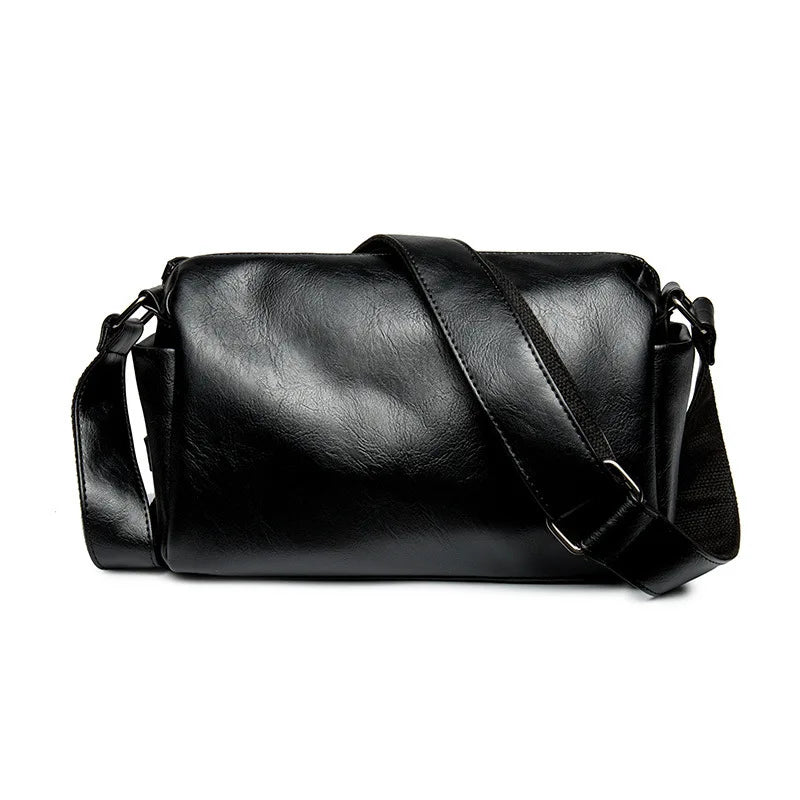 Soft Leather Men's Crossbody Bag | Shoulder Messenger Bag & Casual Simple Design Solid Sling Shoulder Bag Pack