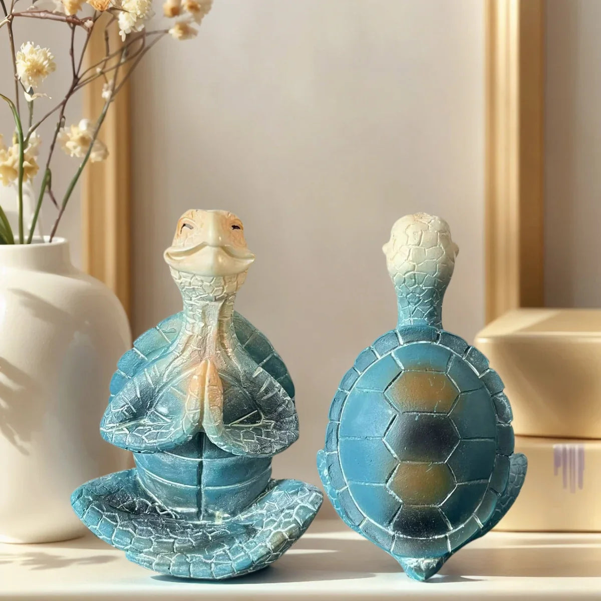 1 Piece of Resin Craft Meditation Turtle Statue, Resin Zen Decoration, Home and Garden Sculptures, Resin Zen Decoration Suitable for Turtle Enthusiasts and Collectors.