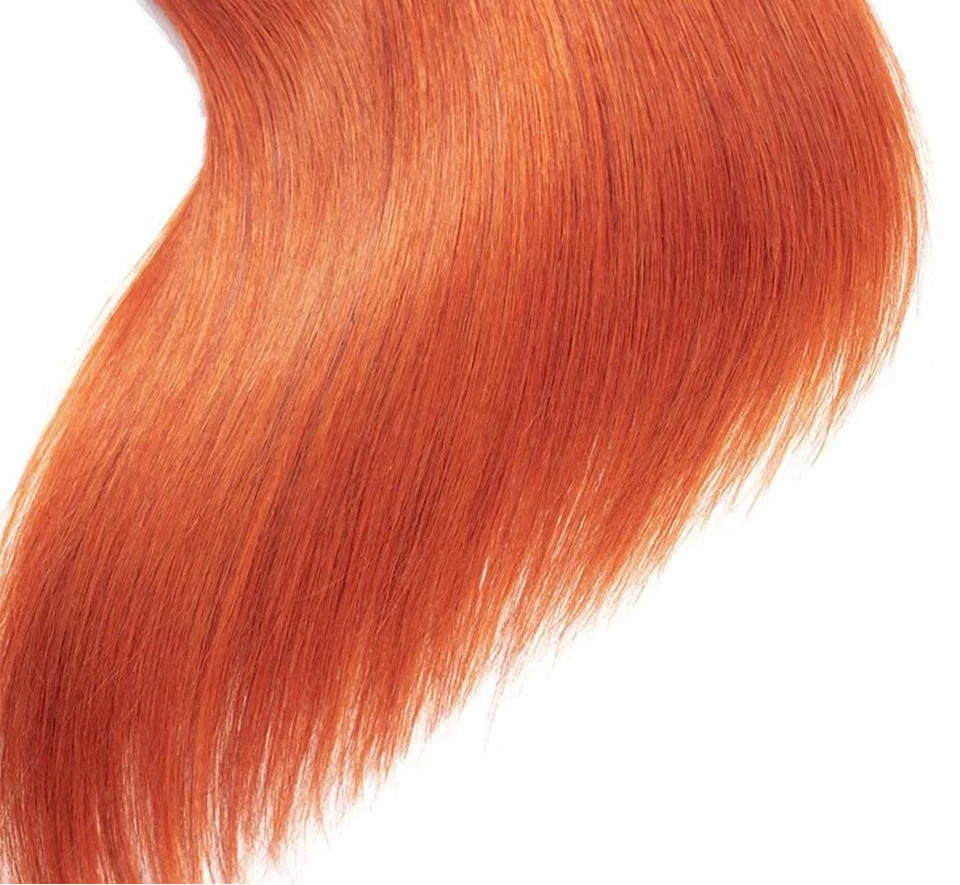 Orange Ginger Straight Human Hair Weave Bundles | Brazilian Remy Extensions