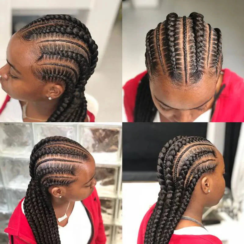 36" Jumbo Dutch Twins Cornrows Wig | Full Lace Front | Synthetic Braids | Black Women