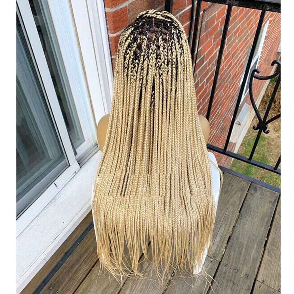 Ombre Blonde Knotless Box Braided Wig | Full Lace Braids Wig | Senegalese Twist, Passion Twist, Faux Locs Styles Available | Kanekalon Hair