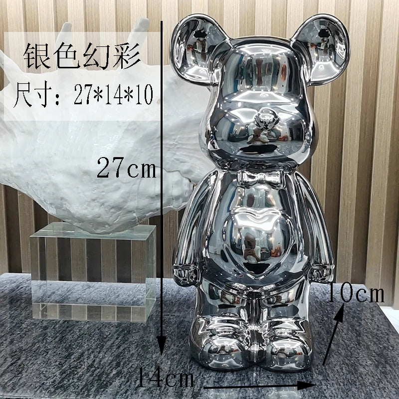 27/cm Ceramic Cartoon Teddy Bear Figurine Love Bear Ornament Living Room Small Piggy Bank Wine Cabinet Desktop Home Decoration