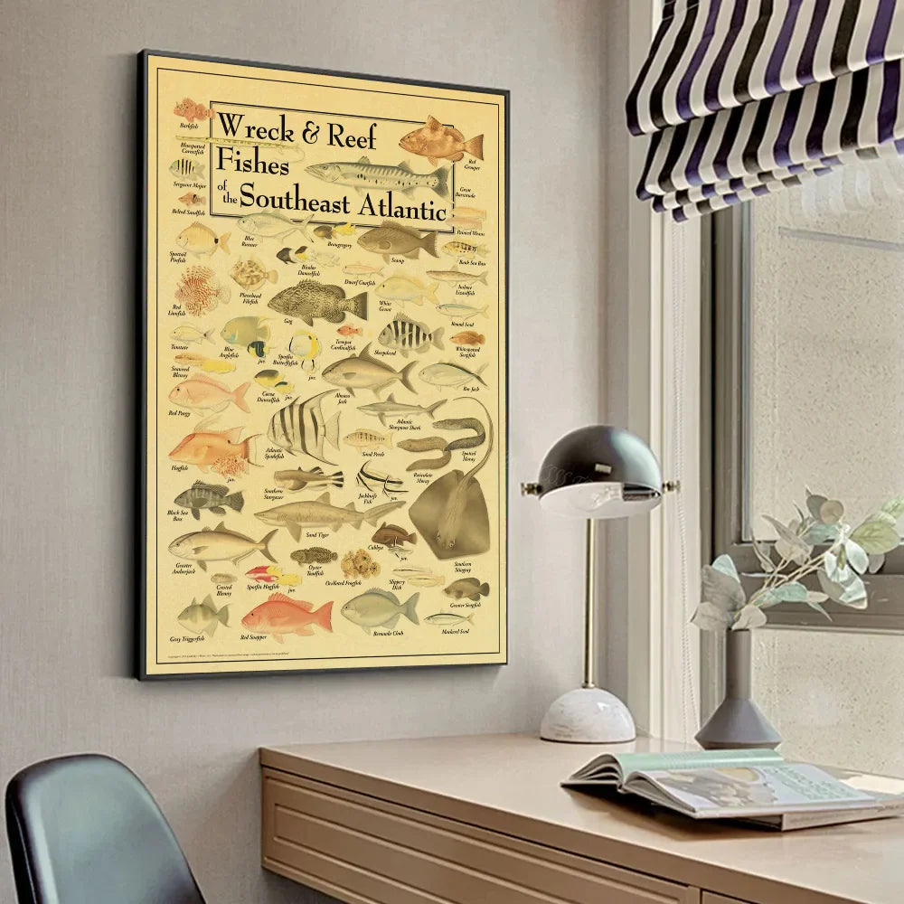 ACE Fishing Fish Sea Poster Wall Chart Prints And Posters Home Living Bed Room Decor Art Bar Cafe Framelesss Painting Poster
