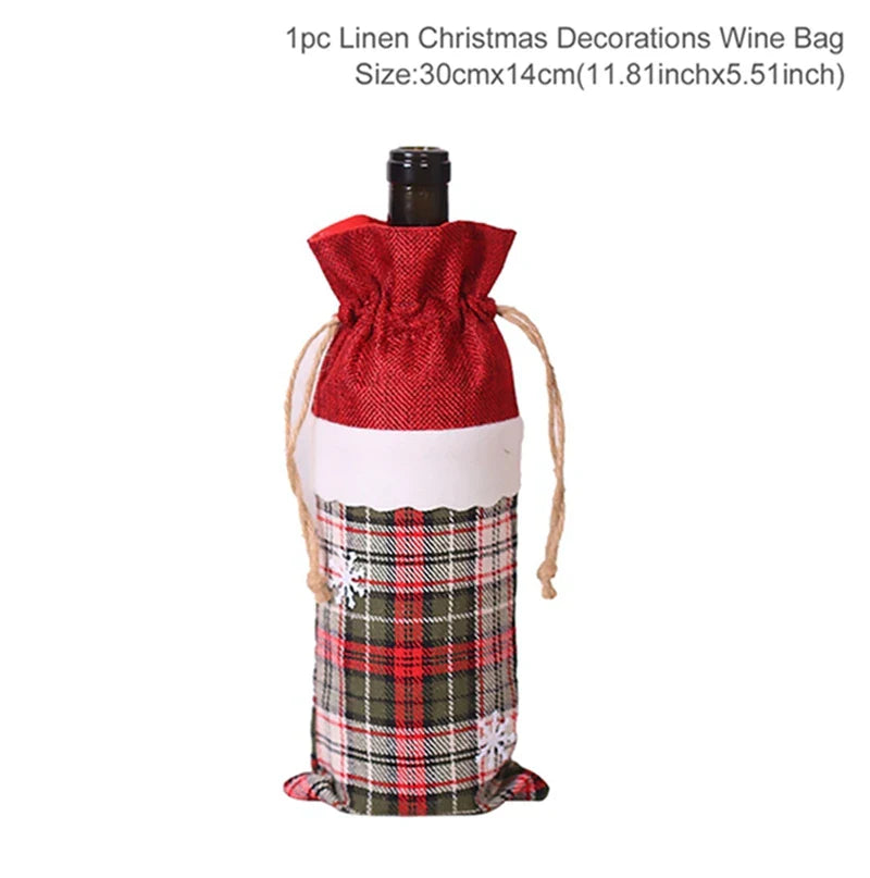 Christmas Wine Bottle Cover Merry Christmas Decorations For Home 2024 Christmas Ornament Xmas Navidad Natal Gifts New Year 2025