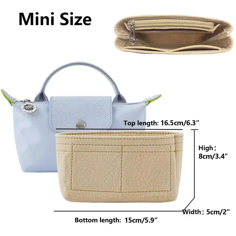 Bag Organizer for Longchamp Small Tote Bag Timid Bags Storage & Finishing Inner Liner Handbags Insert Organizer Fit Mini Size