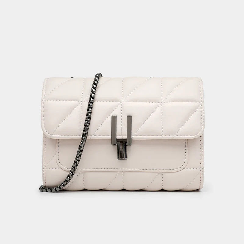 Lingge Chain Bag for Women | Single Shoulder & Crossbody Bag (Geometric Square, Casual Style, Soft PU Leather)