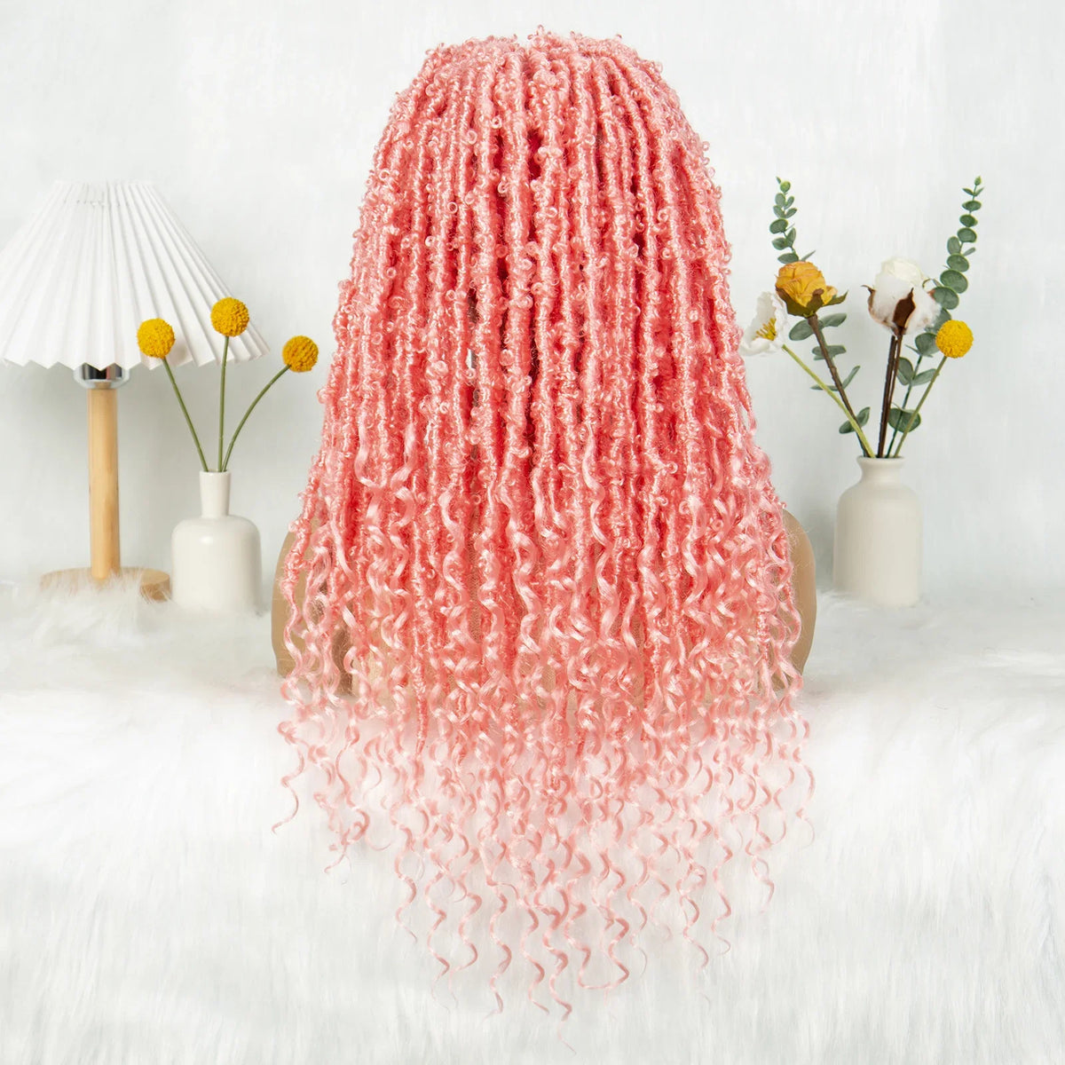 KIMA Pink Butterfly Twist Knotless Box Braided Wig | Swiss Full Lace Synthetic Locs Cosplay Wig with Baby Hair for Black Women