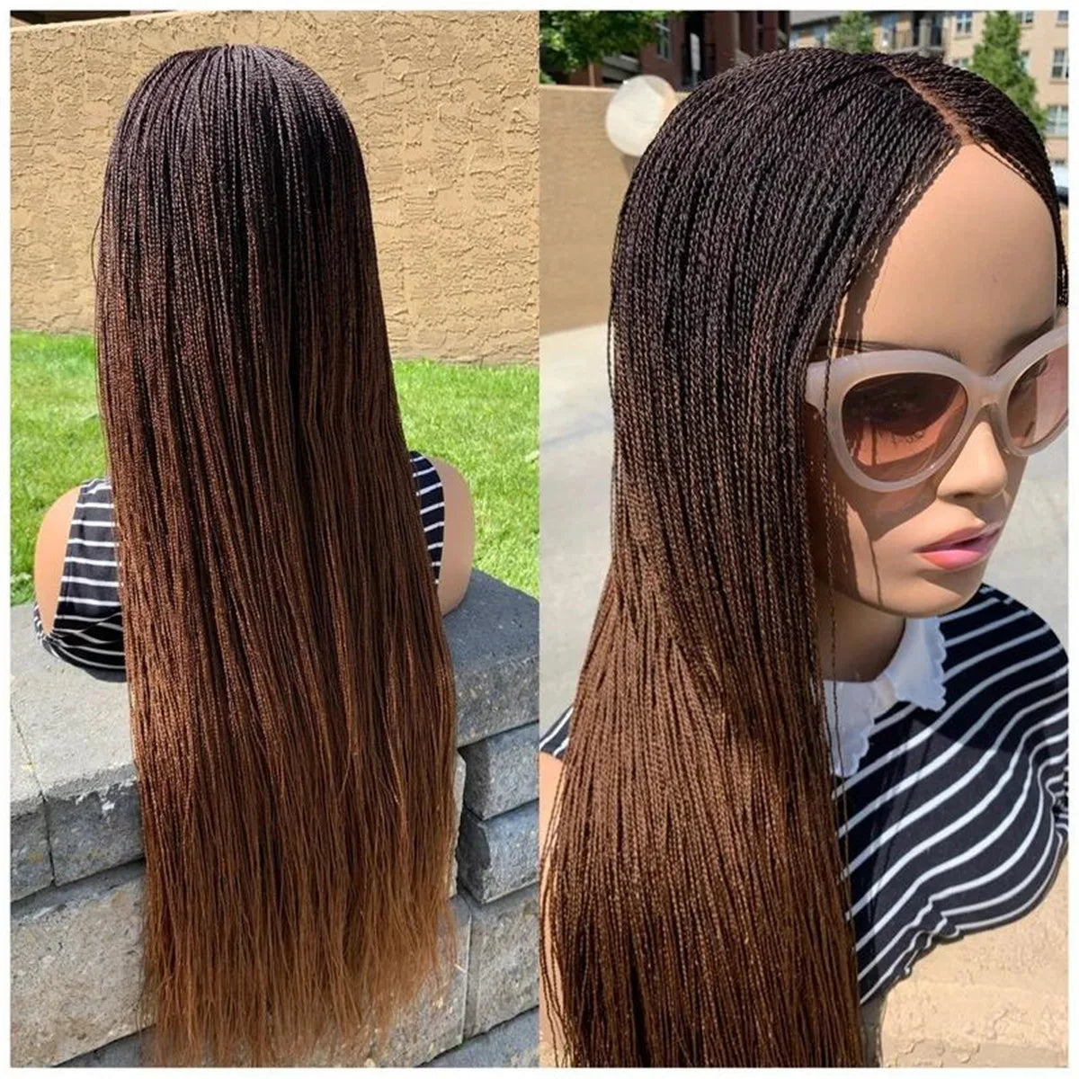 Chic Senegalese Micro Twist Braided Wig - Short Bob Style, Lightweight, Transparent Lace