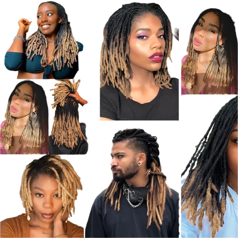 Brazilian Human Hair Dreadlocks Extensions | Crochet Braids | Microlocks | T27 Honey Blonde | 10 Strands | 0.6cm