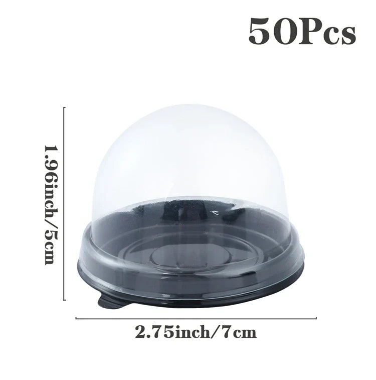 50pcs Transparent Cake Box Container Transparent Cupcake Dome Pastry Baking Packaging Boxes Wedding Party Supplies Gifts Decor