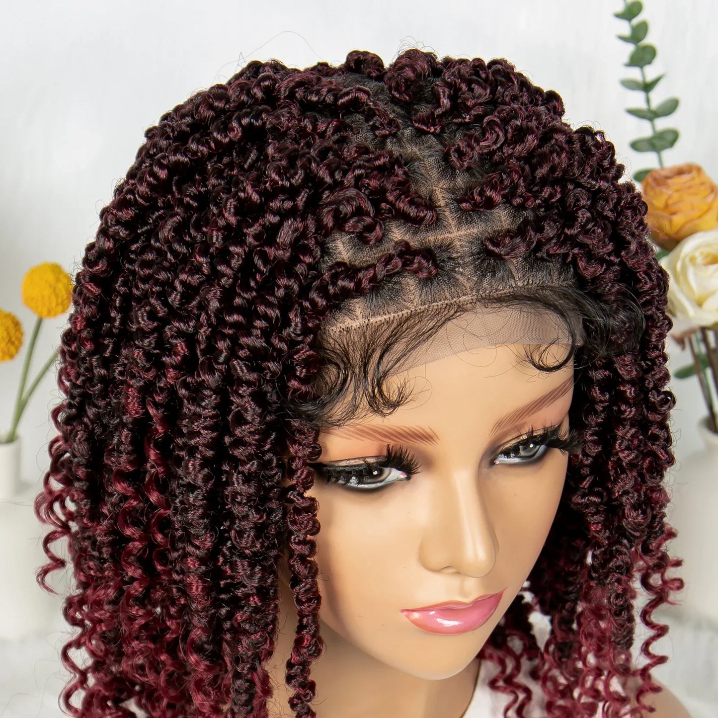 Short Length Box Braided Wig Full Lace Braided Wig Curly Hair With Baby Hair Braiding Wig Twisted Dreadlocks Wig For Women