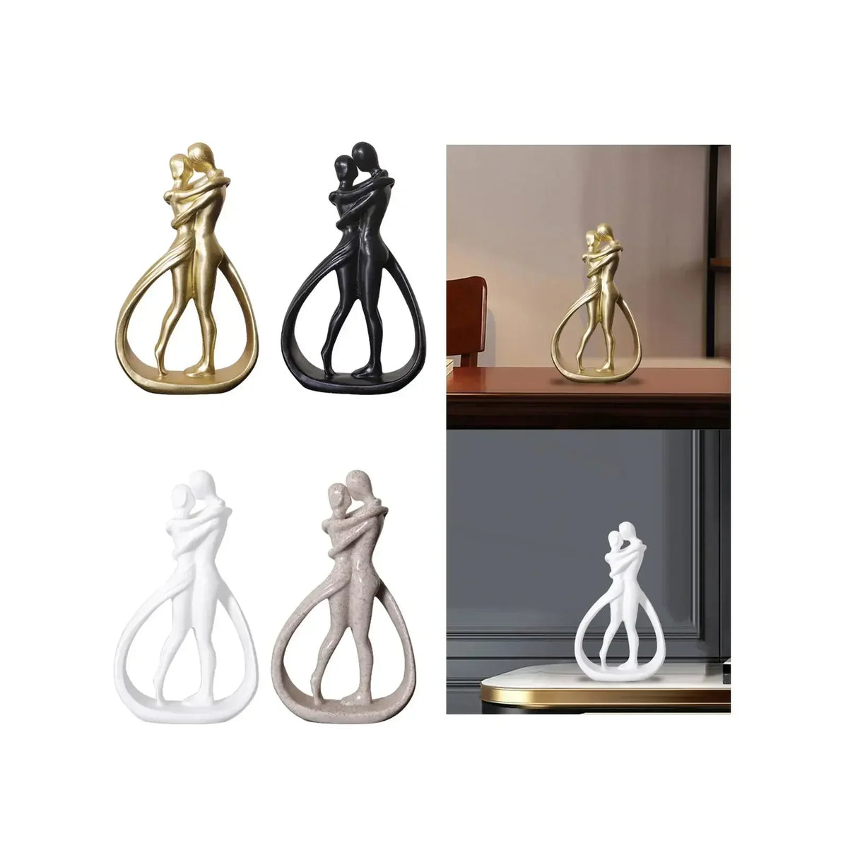Abstract Couple Statue Crafts Desk Couple Figurine Collection Lovers Embrace Statue for Shelf Wedding Home Bookshelf Desk