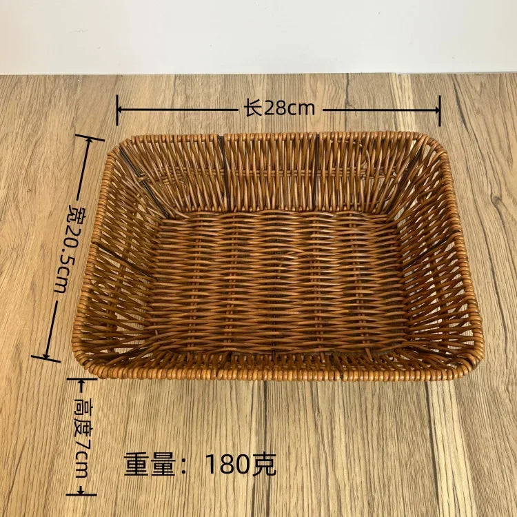 Imitation Rattan Fruit Basket Sundry Storage Basket Hand-Woven Storage Box Home Storage Supplies Tabletop Display Rattan Basket