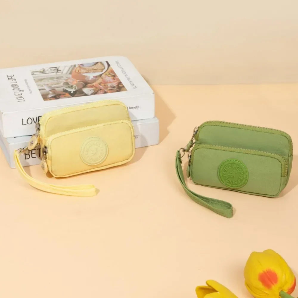 New Waterproof Coin Purse with Key Ring | Solid Color Card Holder & Large Capacity Wear-Resistant Handbag (Unisex Storage Bag)