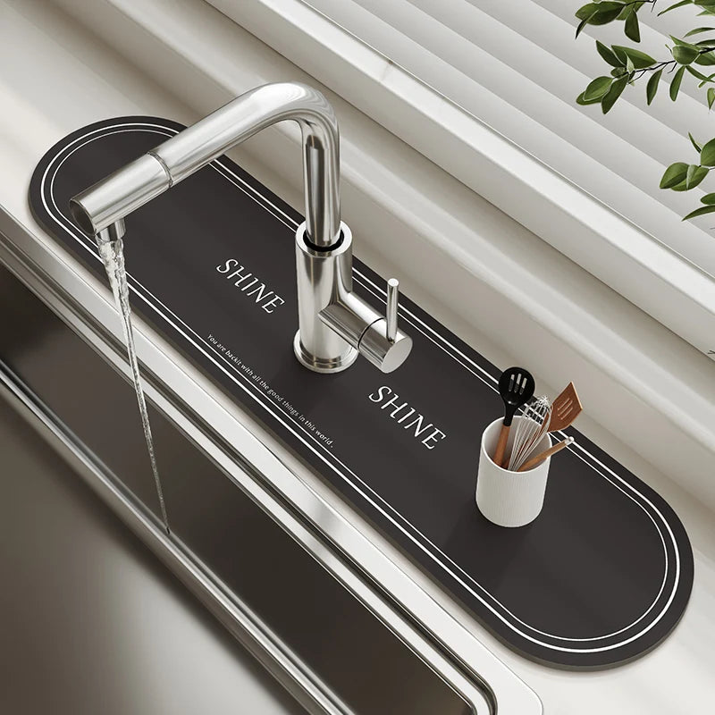 Sink Faucet Mat Kitchen Mat Drainage Mat Absorbent Table Mat Diatom Mud Bathroom Non-Slip Mat Waterproof Countertop Protection