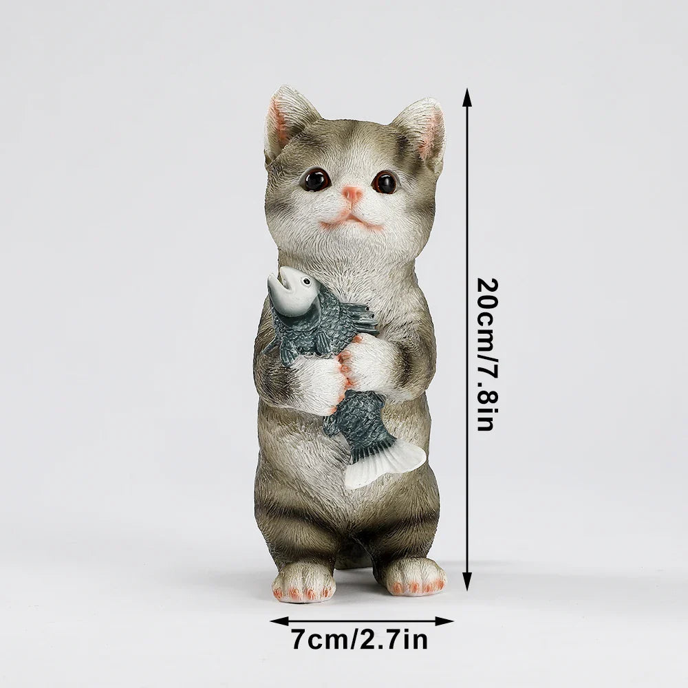 Cat Figurines Outdoor Garden Statues for Patio, Lawn Yard Decoration, Orange Cat Sculpture and Figurines Cat Lover Gifts Kitten
