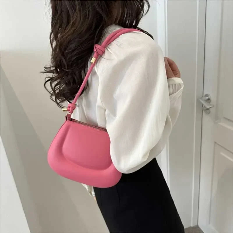 Soft PU Leather Ladies Crossbody Bag | Women's Purple Underarm Bag & Retro Solid Color Handbag (Fashion Design Girl Small Shoulder Bag)