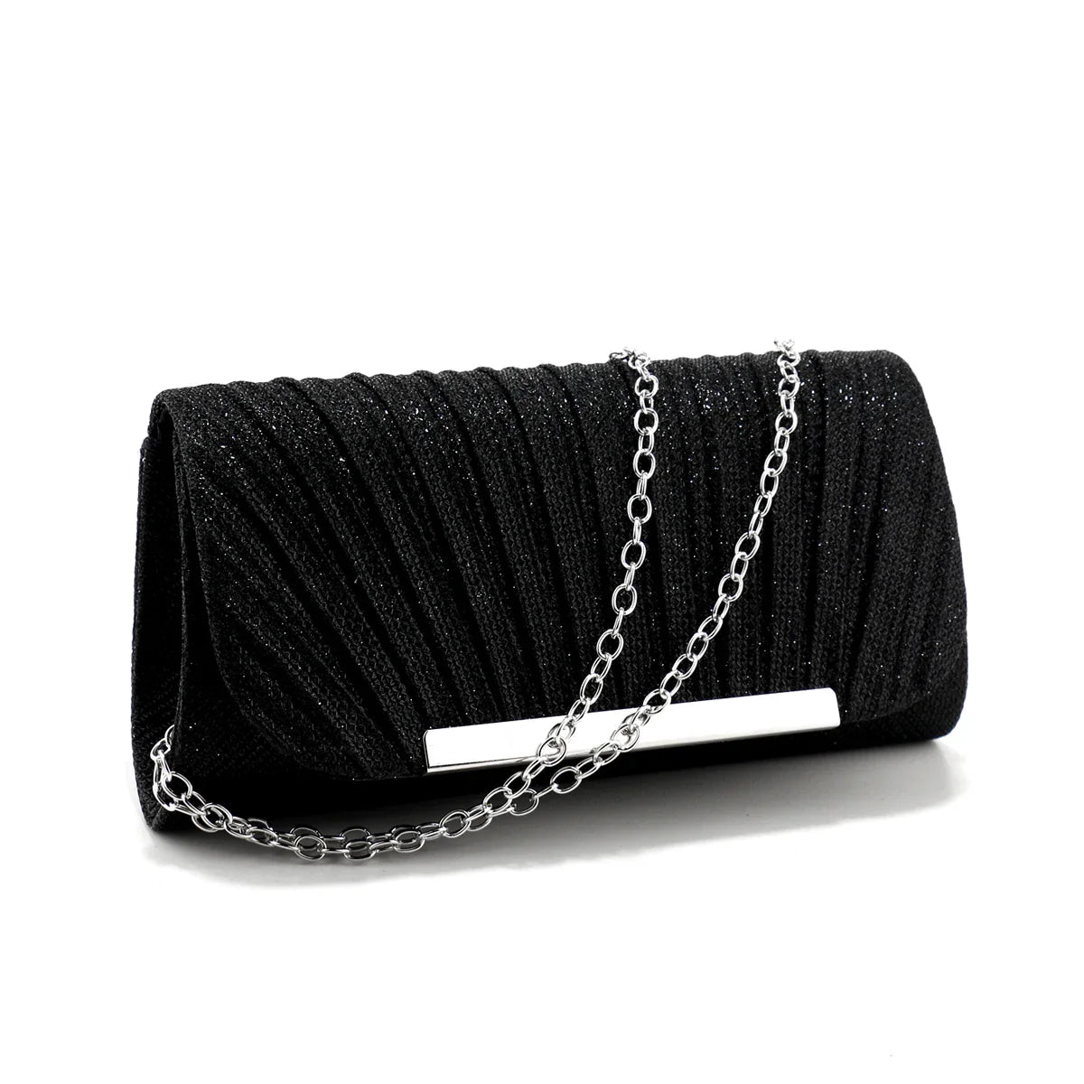 Metal Luxury Women Evening Bags | Ruched Design Sequined Small Envelope Shaped Box Party Wedding Event Handbags Purse