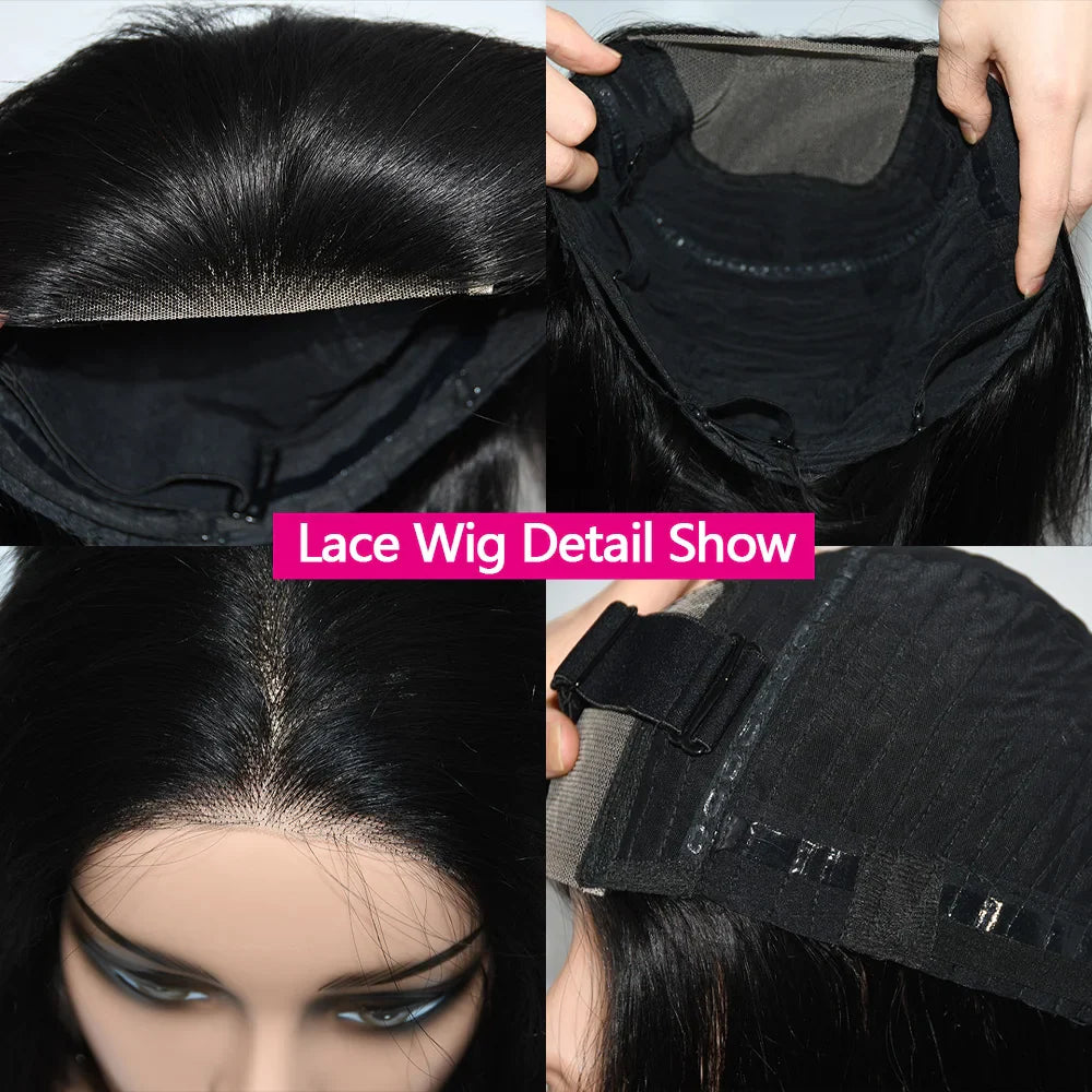 Straight Bob Wig | Glueless | Brazilian Remy Hair | 4x4 Lace Closure | Pre-Cut | Ready to Wear | Natural Black