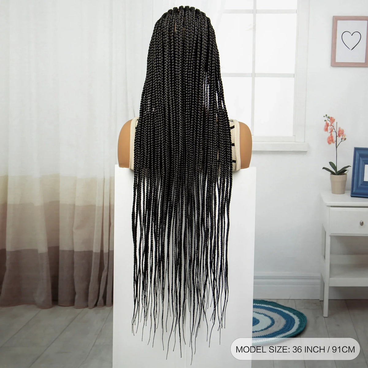 36" Natural Knotless Cornrow Braids Wig | Transparent Full Lace | Baby Hair