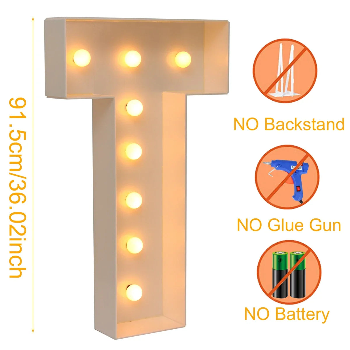 91.5CM Giant Letter Led Light Frame Box Baby Shower 1st Birthday Wedding Party Decor Christmas DIY Name Balloon Filling Box