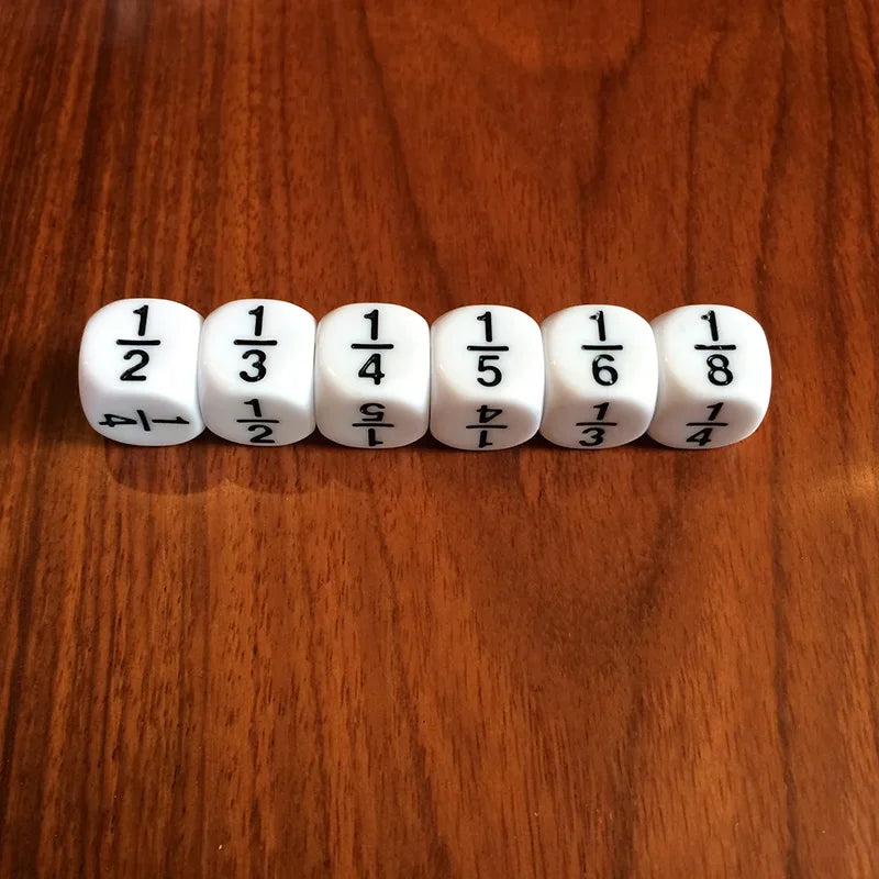 10 PCS/Set White/Green/Red Fractional Number Funny Dice Education Game Accessory  16*16 mm