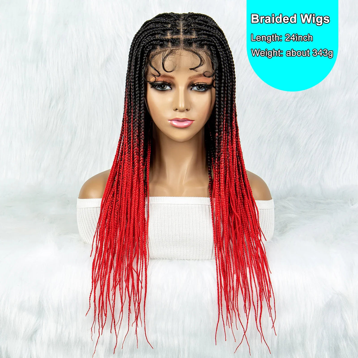 Colorful Knotless Box Braids Wig | Full Lace Front with Baby Hair