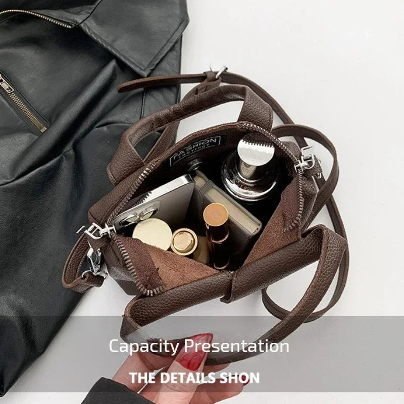 Designer Style Square Compact Shoulder & Crossbody Bag | High Quality PU Leather Handbag for Women (Zipper Closure, Unique Design)