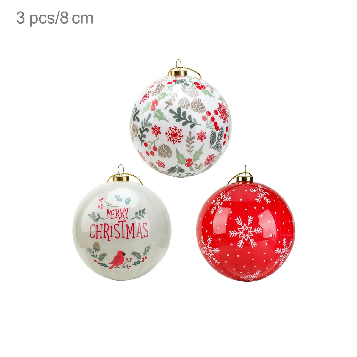 3pcs 8cm Christmas Balls Original Gifts Christmas Decoration 2024 Christmas Tree Decorations Gift Decoration Pendants Baubles