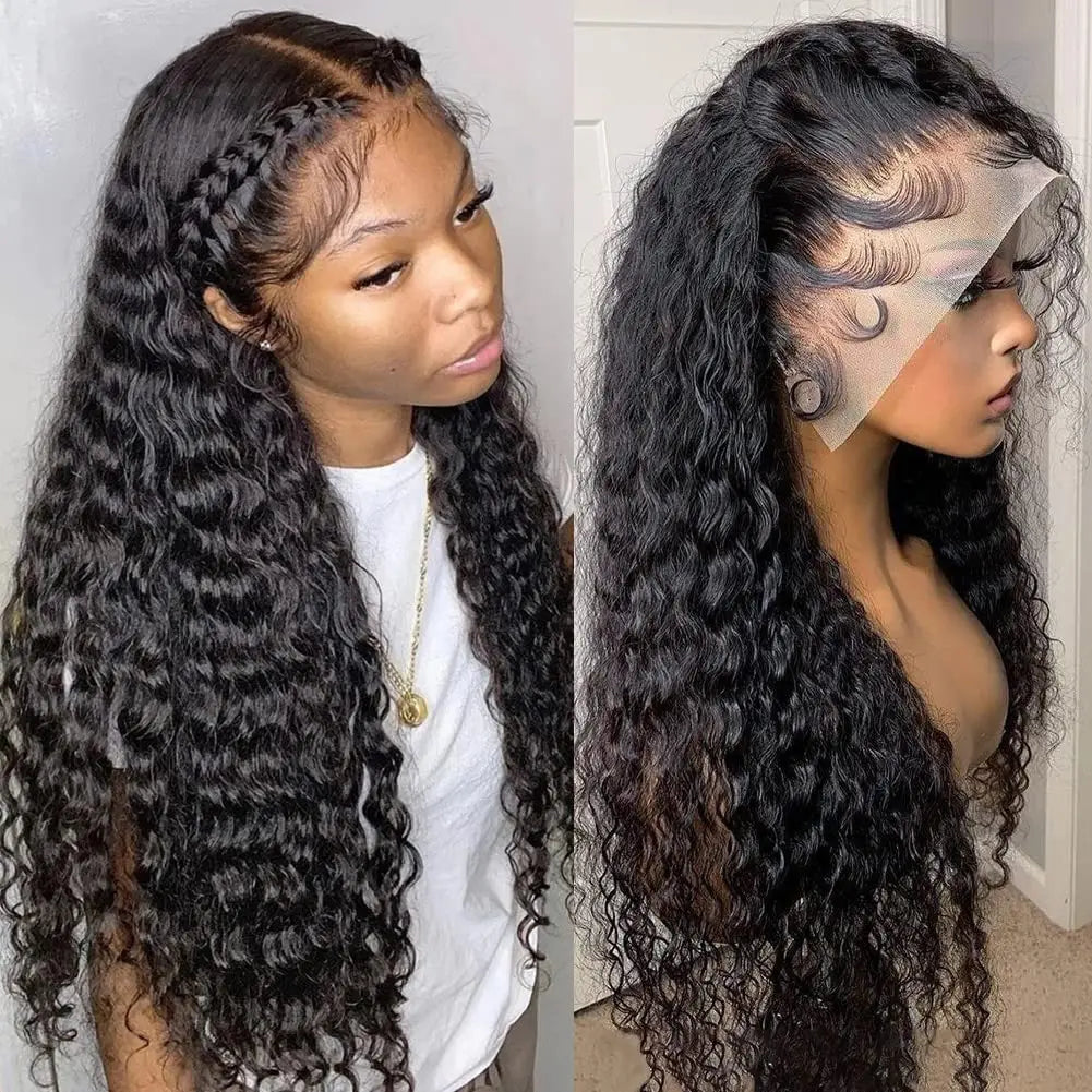 Deep Wave 13x6 HD Transparent Lace Front Human Hair Wig | Brazilian Water Wave 13x4 Lace Frontal & 4x4 Lace Wigs for Women
