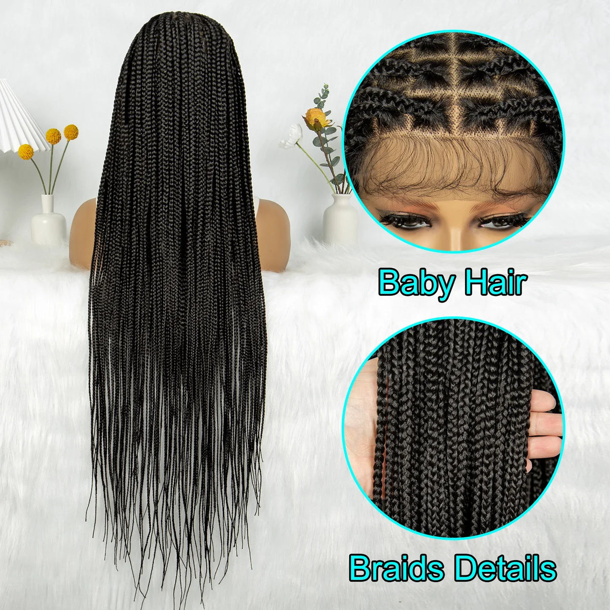 Full Lace Twisted & Box Braids Wig | Cornrow Accents