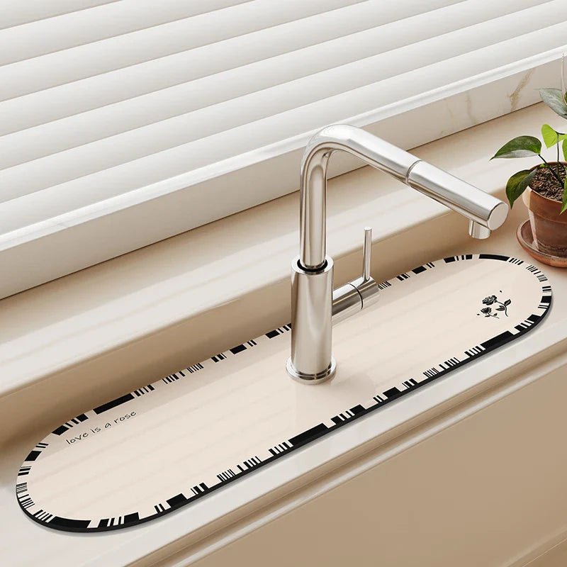 Sink Faucet Mat Kitchen Mat Drainage Mat Absorbent Table Mat Diatom Mud Bathroom Non-Slip Mat Waterproof Countertop Protection