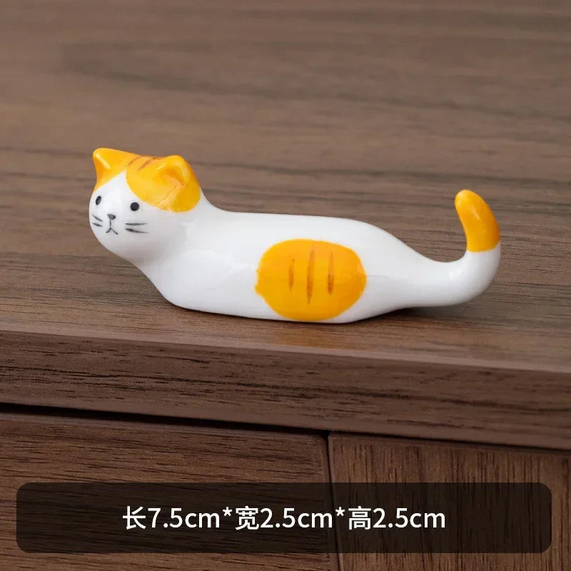 Japanese Style Underglaze Ceramic Cute Cat Chopstick Holder Chopstick Pillow Chopstick Rest Tableware Spoon Bracket