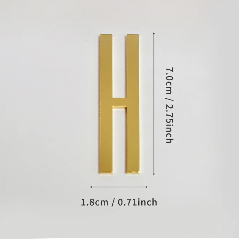 Golden Self Adhesive House Number Metal English Alphabet Letters for Apartment Room Door Plate Table Mailbox Number Stickers 7cm